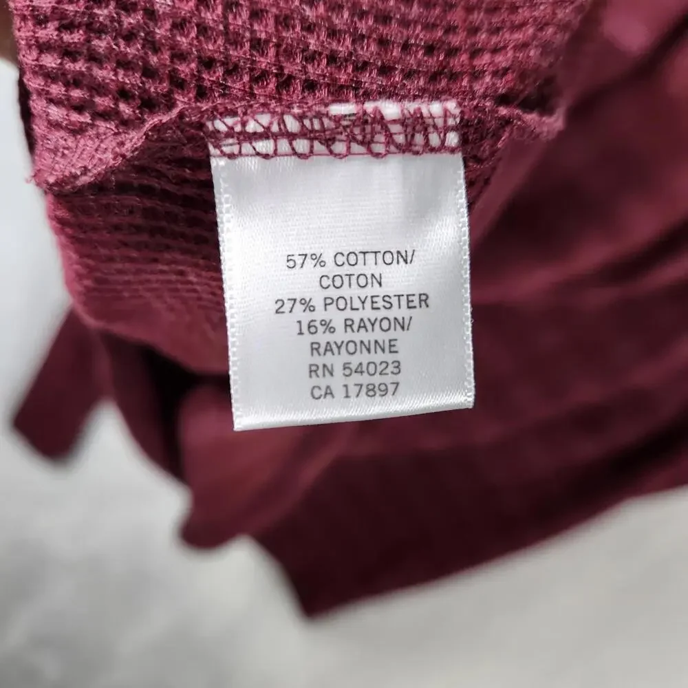 Banana Republic‎ XXL Waffle Knit Hoodie Burgundy Maroon Stripe Pullover Casual